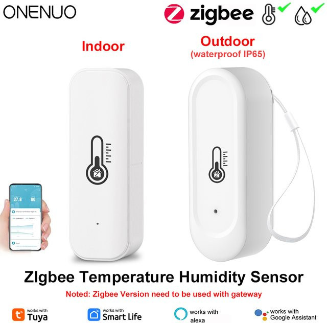 Tuya Zigbee Temperatur- und Feuchtigkeitssensor IP65 Wasserdicht, Smartes Heimthermometer in Weiß, kompatibel mit Alexa und Google Home - Bild 1