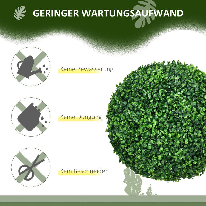 HOMCOM Kunstpflanze grün aus Polypropylen, freistehend und rund, B/H/L: 40 x 40 x 40 cm - Bild 2