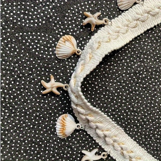 Beige Spitzenborte mit künstlicher Muschelverzierung für DIY Nähhandwerk, 1 Yard - Bild 1