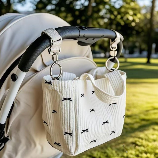 Multifunktionaler Kinderwagen-Organizer-Rucksack als Wickeltasche in Schwarz oder Weiß mit großer Kapazität für deine Reise und den Einkauf - Bild 1
