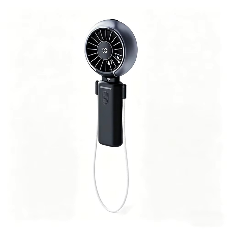 Bcomfy Mini-Nebel-Handventilator in Schwarz, wiederaufladbarer und faltbarer Sprühventilator mit Digitalanzeige und Luftbefeuchter-Funktion zum Umhängen - Bild 4