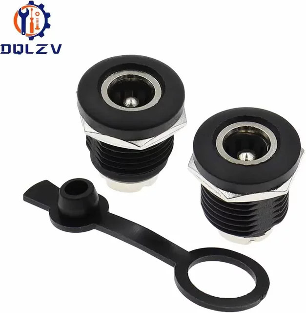 DQLZV 5er Set DC Ladebuchsen Panel Mount Weibliche Stecker in Schwarz mit 5,5x2,5mm und 5,5x2,1mm Anschlussgrößen - Bild 1