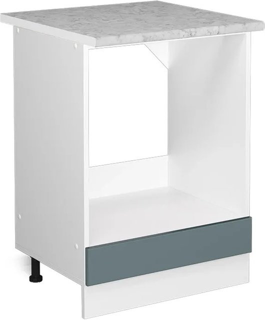 Vicco R-Line Herdschrank Küchenschrank modern Blau-Grau/Weiß mit Marmor-Arbeitsplatte Breite: 60 cm, Höhe: 81,6 cm, Tiefe: 60 cm - Bild 1