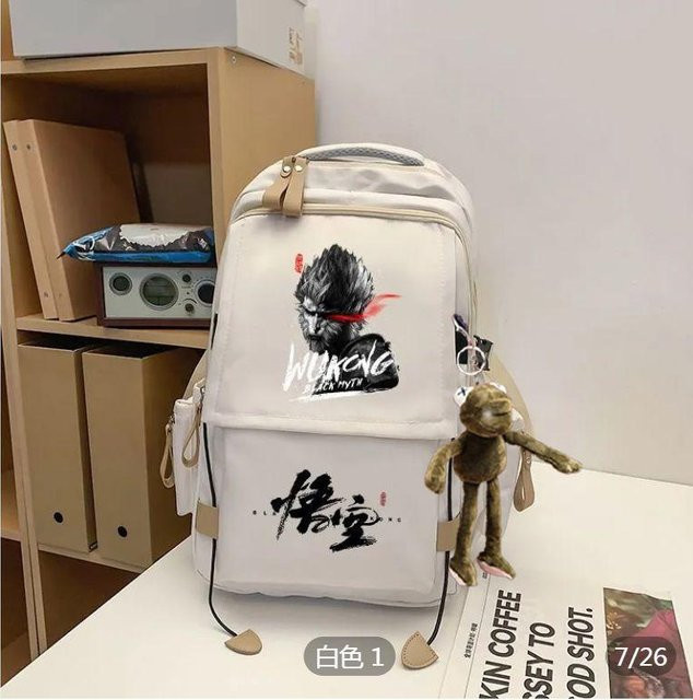 3-teiliges Schulrucksack-Set für Schüler aus Oxford-Stoff in Weiß mit Federmäppchen und Schultergurt - Bild 1