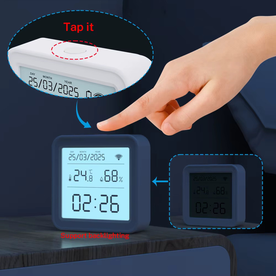 RightSitu Tuya WIFI Temperatur und Feuchtigkeit Sensor Hygrometer Thermometer mit Hintergrundbeleuchtung in Weiß für Smart Home App Steuerung via Alexa und Yandex - Bild 3
