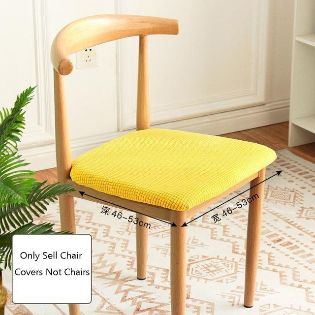 Yiran Furniture Elastischer Stuhlbezug in Jacquard-Optik für Esszimmerstühle, Gelb - Bild 1