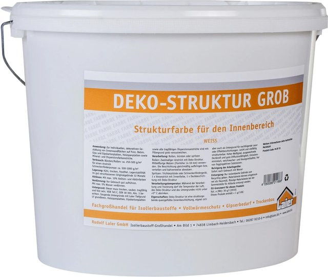Laier Deko-Struktur-Wandbeschichtung grob in Weiß, 15 kg - Bild 1