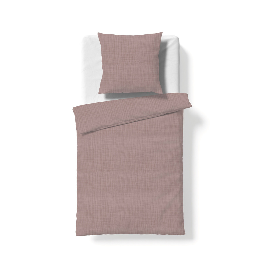 Fleuresse Musselin Bettwäsche Faro aus Baumwolle, Farbe: Mauve Altrosa, B/T: 135 x 200 cm mit Kissenbezug 80 x 80 cm - Bild 1
