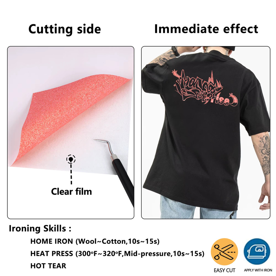Glitzer-HTV-Vinyl von guangyintong in Gold, im Dunkeln leuchtendes Wärmeübertragungsvinyl zum Aufbügeln für T-Shirts und alle Schneidemaschinen - Bild 3