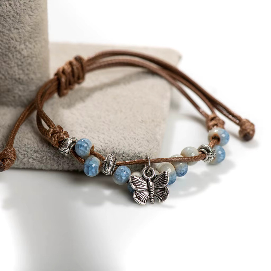 Armband Schmetterling Keramik, Cracked Ice, Vintage, verstellbar, Unisex - Bild 2