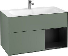 V&B Finion Waschtischunterschrank mit LED-Wandbeleuchtung, Blau lackiert, B: 99,6 cm - Bild 1