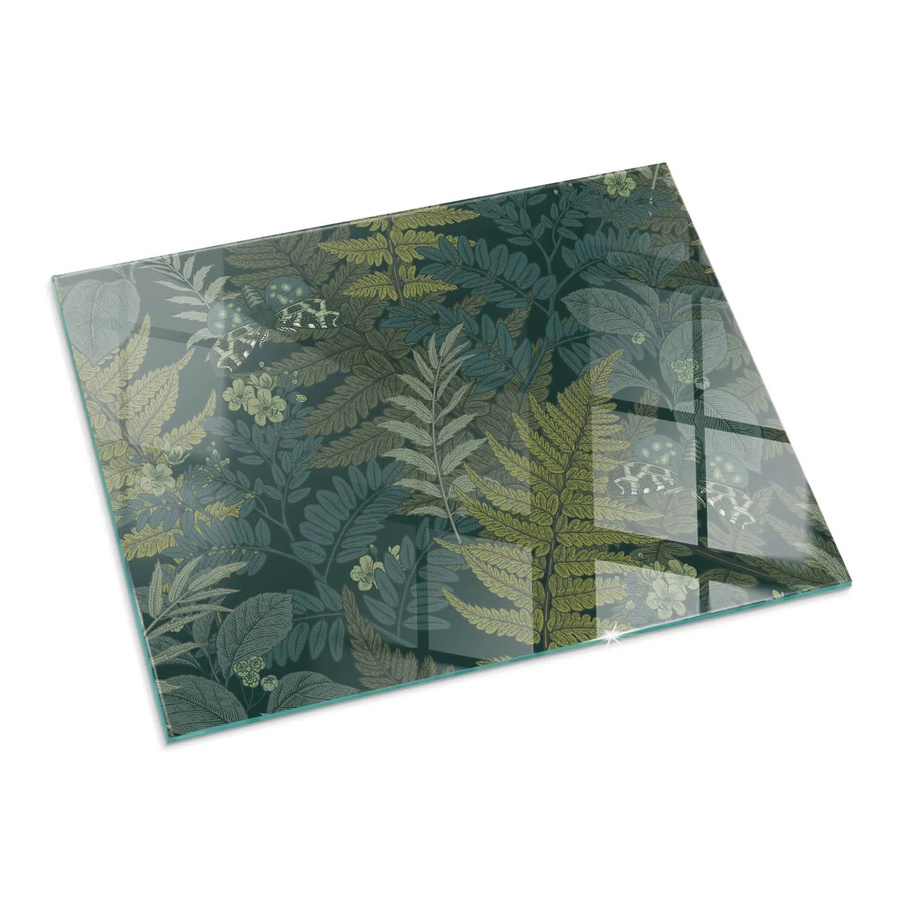 Tulup Glasplatte für Kamin mit Schmetterlings-Pflanzenmotiven in Grün, B/T: 80 x 60 cm - Bild 2