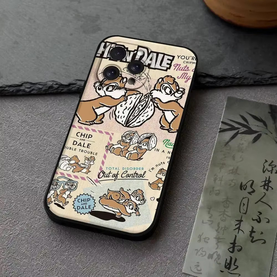 Mesuca Chip 'n' Dale Handyhülle aus schwarzem Silikon für iPhone Modelle, Cartoon Design - Bild 2