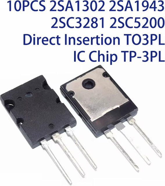 10er Set STJF Transistor IC Chips 2SA1302 2SA1943 2SC3281 2SC5200 in Schwarz, TO3PL Direkte Insertion - Bild 1