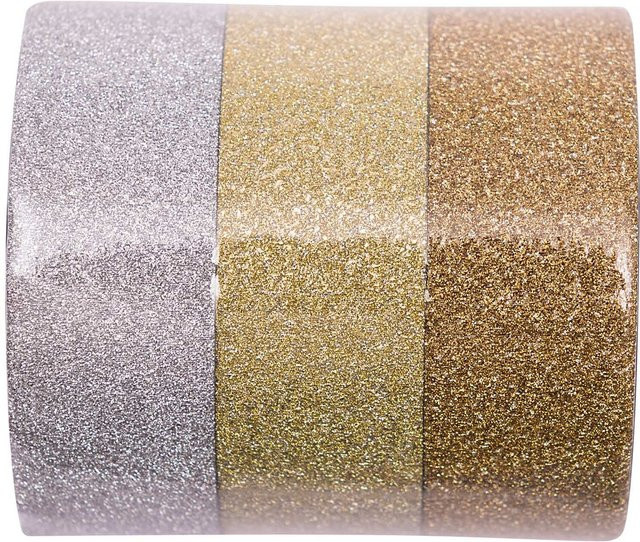 Rico Design Paper Poetry Glitter Washi Tape Set in Gold und Silber, Breite: 1,5 cm, Länge: 5 m - Bild 1