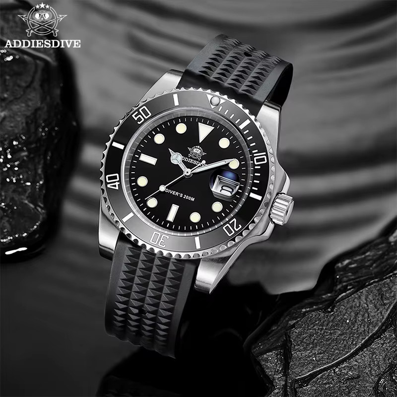 ADDIESDIVE Armbanduhr, Quarz, Edelstahl, 41 mm, Herren, Schwarz - Bild 5