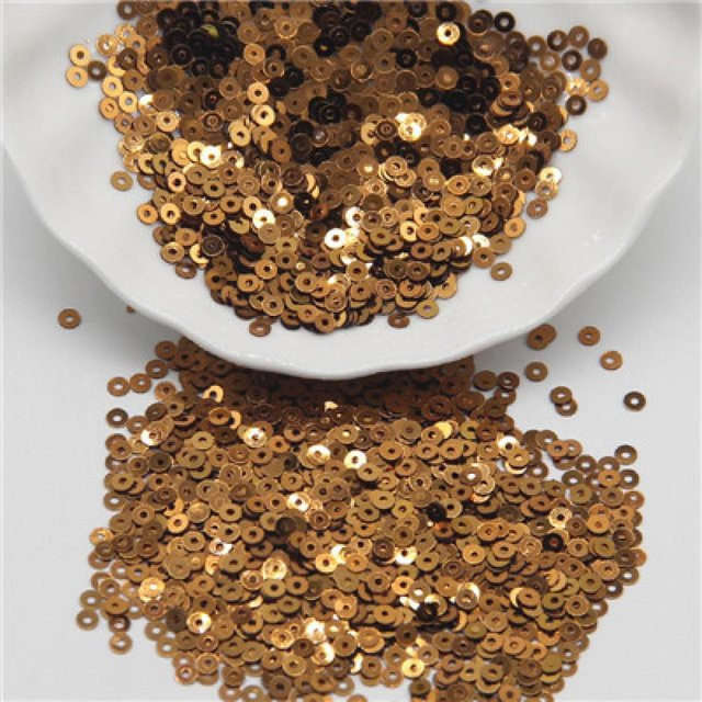 Runde Pailletten für DIY-Handwerk und Dekoration Coffee Gold, 6mm, 750 Stück - Bild 1