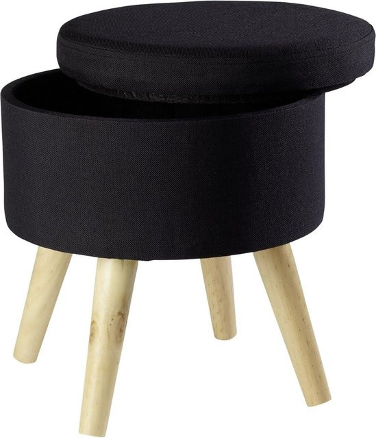 Sitzhocker Max ECHTWERK mit Holzfüßen, schwarz, B/T/H: 32 x 36 x 36 cm - Bild 1