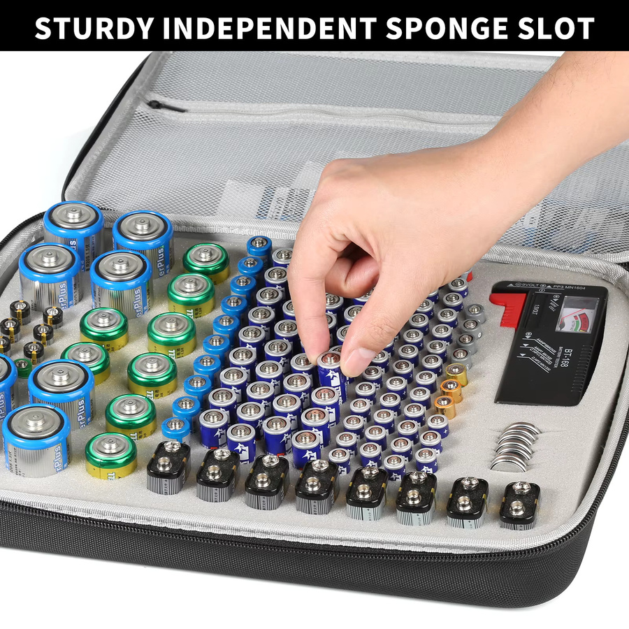Batterie-Organizer Aufbewahrungsbox von lousxy mit integriertem Batterietester für über 140 Batterien wie AA, AAA, AAAA, 9V, C, D, Lithium und LR44 - Bild 4