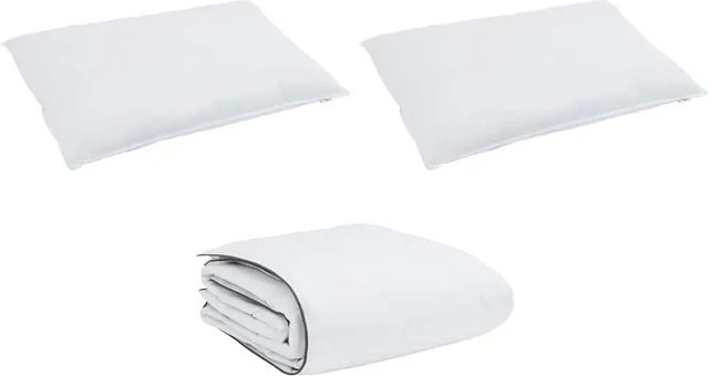 vidaXL Winterbettdecke mit Kissen 3-teiliges Set aus Daunen und Federn in Weiß, B/T: 240 x 220 cm - Bild 1