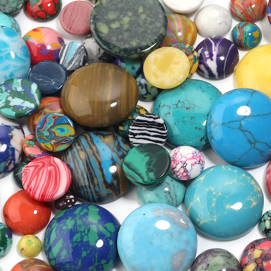 Louleur Cabochon-Perlen, synthetisch, türkisfarben, rund, 6-20 mm - Bild 4