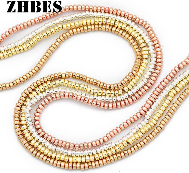 JHNBY Spacer Zylinder, Naturstein Hämatit, 3,5x2 mm, Unisex - Bild 1