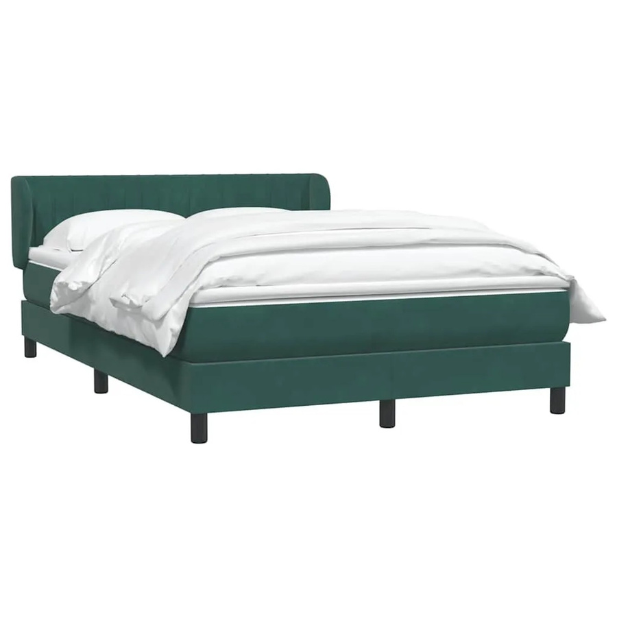 vidaXL Boxspringbett mit Matratze in Dunkelgrün aus Samt, Hybrid-Design mit Taschenfederkern, B/T/H: 160 x 220 x 88 cm - Bild 2