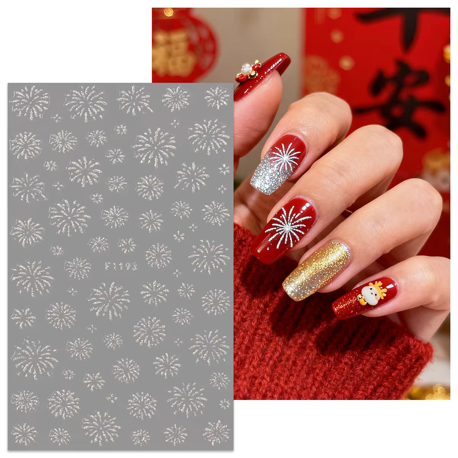 Glitzer Nail Art Aufkleber, Neujahrsfeuerwerk, 3 Stück, glänzend - Bild 3