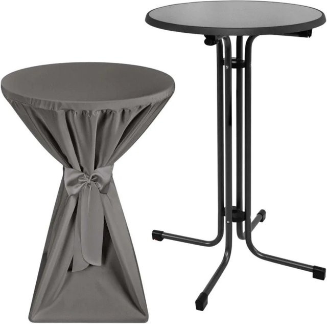 Beautissu Sylt Stehtisch Grau mit Premium Stehtischhusse Anthrazit Durchmesser: 70 cm - Bild 1