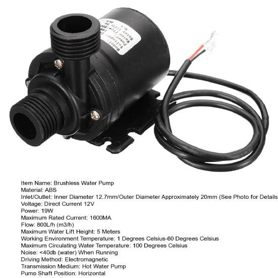 Yangyizhi Bürstenlose 12V Gleichstrom Tauchwasserpumpe mit Magnetantrieb, 800L/H, 5M Förderhöhe, Ultra Leise, Schwarz - Bild 2