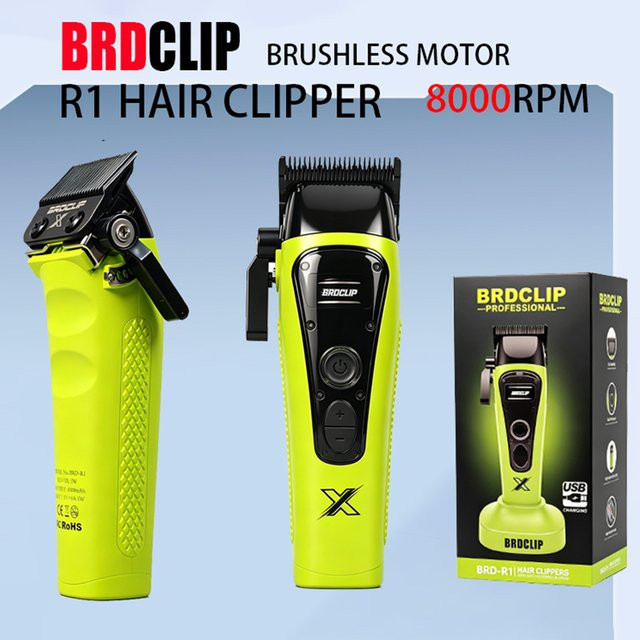 BRDCLIP BRD R1 Professioneller Haarschneider in Grün mit bürstenlosem Motor, DLC-Klinge und 4500mAh Akku für Barber und Salon - Bild 1