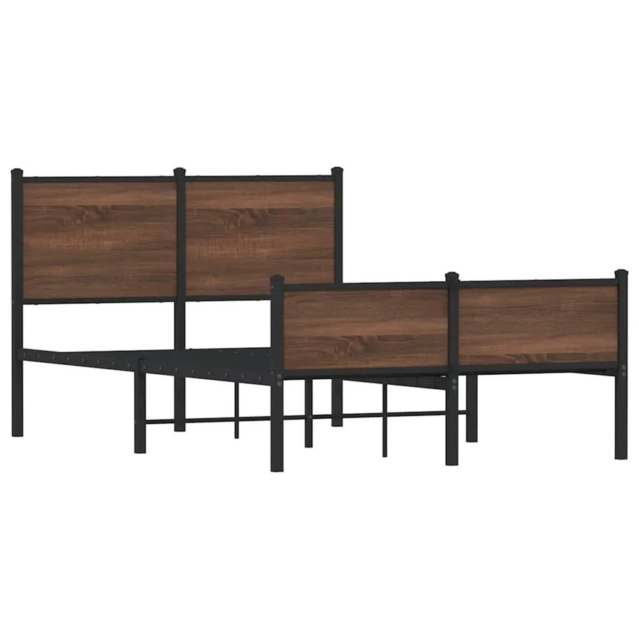 vidaXL Metallbett in Eiche Braun ohne Matratze B/T/H: 120 x 190 x 125 cm - Bild 2