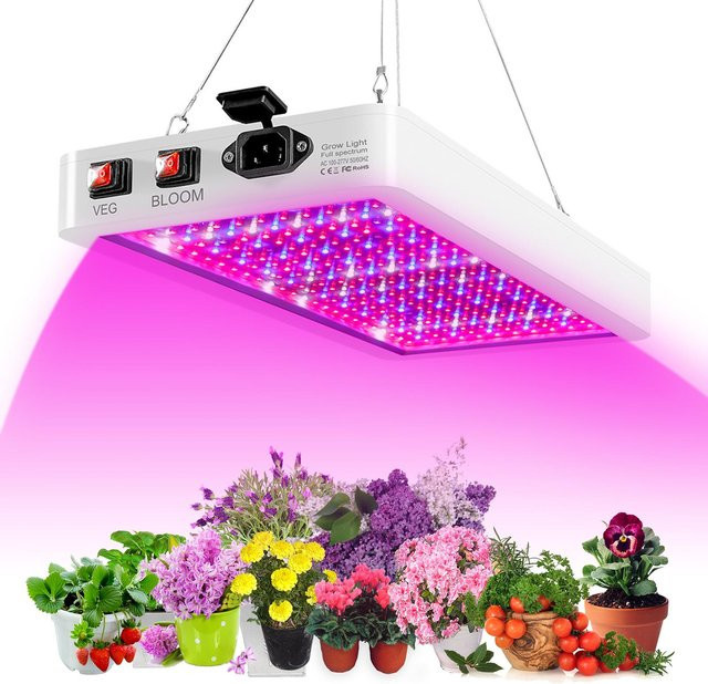 Igeteck LED-Wachstumslampe 1000 W mit 216 LEDs, Vollspektrum-Pflanzenlicht in Weiß, wasserdicht nach IP65 für Gemüse und Blüten zum Aufhängen - Bild 1