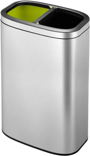 PROREGAL Rechteckiger Abfalleimer aus gebürstetem Edelstahl mit offener Einwurfsöffnung, 40 Liter, Silber, H x B x T: 63 x 22,5 x 42 cm - Bild 1