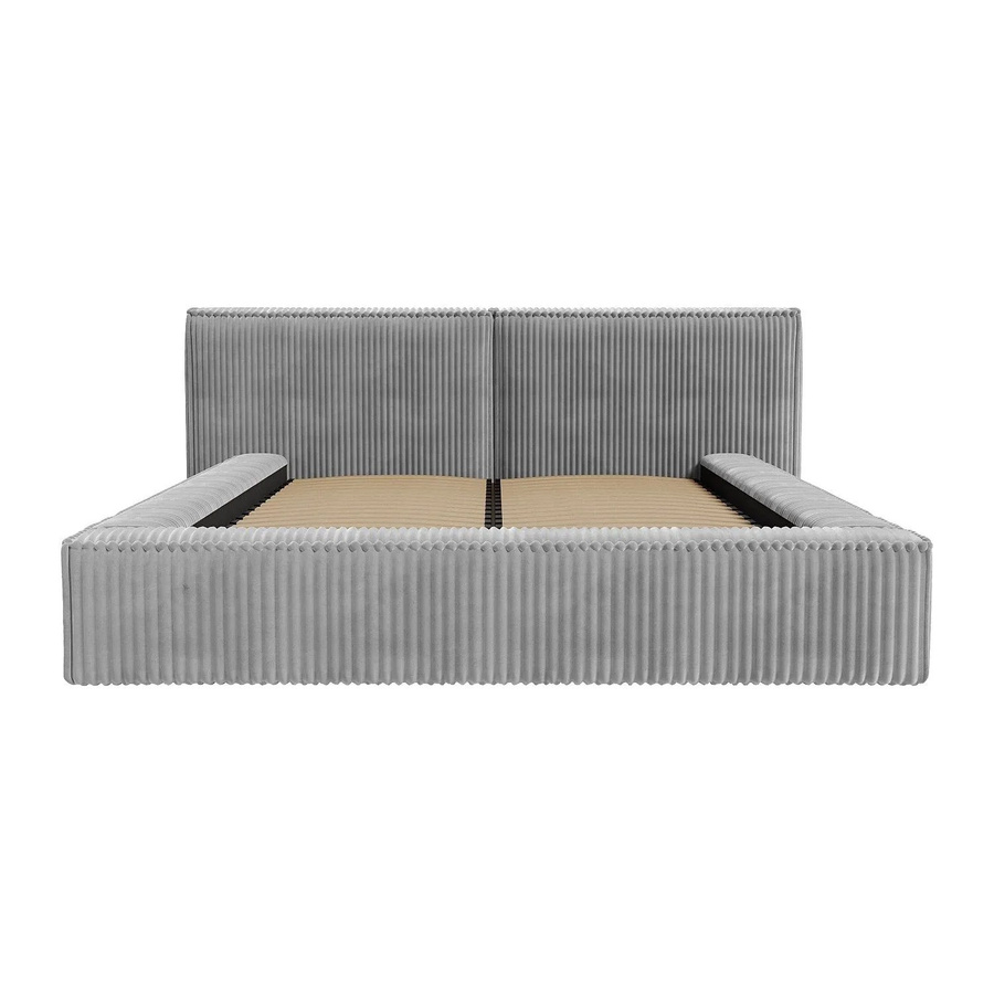 Pascal Morabito Bett mit Bettkasten Timano in Lichtgrau, B/T/H: 140 x 190 x 206 cm, gepolstert mit grob geripptem Cord - Bild 2
