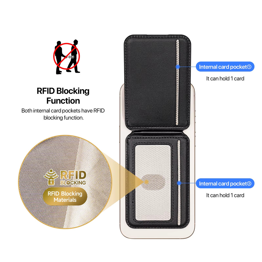 DUX DUCIS Magnetische Kartenhülle mit Ständer und Kreditkartenhalter aus PU-Leder für iPhone 16 Pro Max, iPhone 15 Plus, iPhone 14, iPhone 13 und iPhone 12 in Schwarz oder Grau - Bild 3