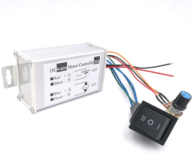 CNMAWAY DC-Motorgeschwindigkeitsregler 20A 9-60V mit Vorwärts-/Rückwärtsschalter in Silber - Bild 1