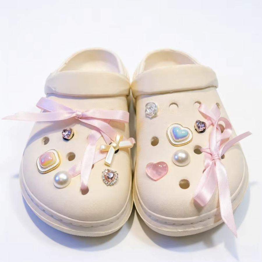 FHLDING Schuh-Charms-Set, Herz, Diamant, Perle, Rosa, 12-teilig - Bild 3