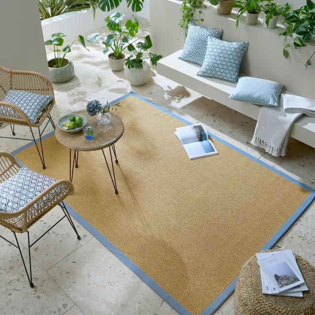 Outdoor-Teppich Kadima Design Bordüre Natur-Blau B: 120 cm, T: 170 cm - Bild 1