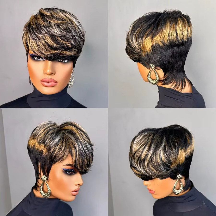 OYM HAIR Perücke, brasilianisches Echthaar, Pixie-Schnitt, Damen - Bild 2