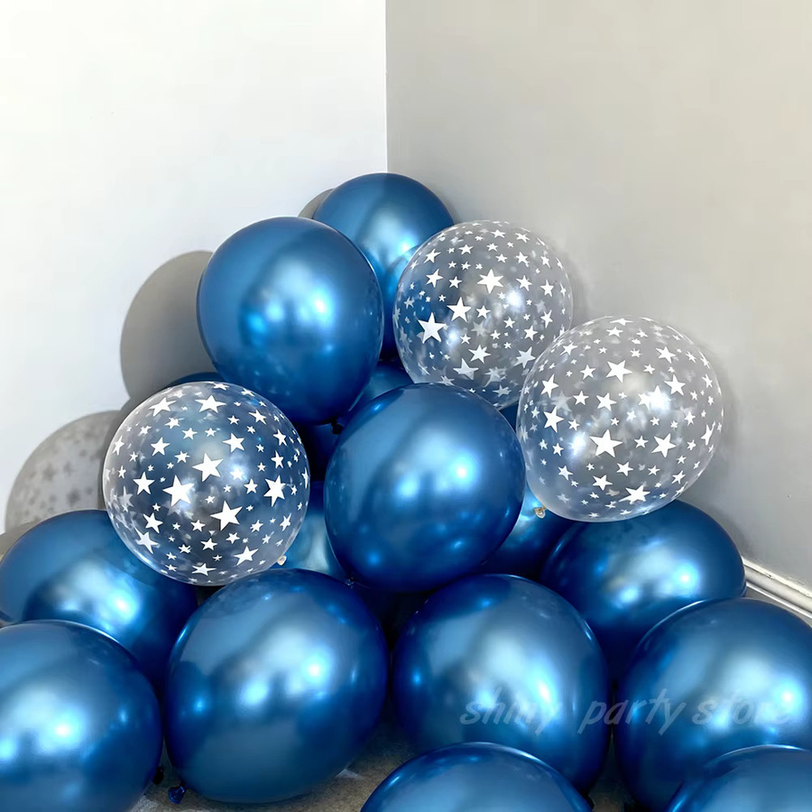 GSF Ballon Set Blau Transparent mit Sternen-Effekt aus Latex für Geburtstag und Hochzeit, 20 oder 50 Stück - Bild 4