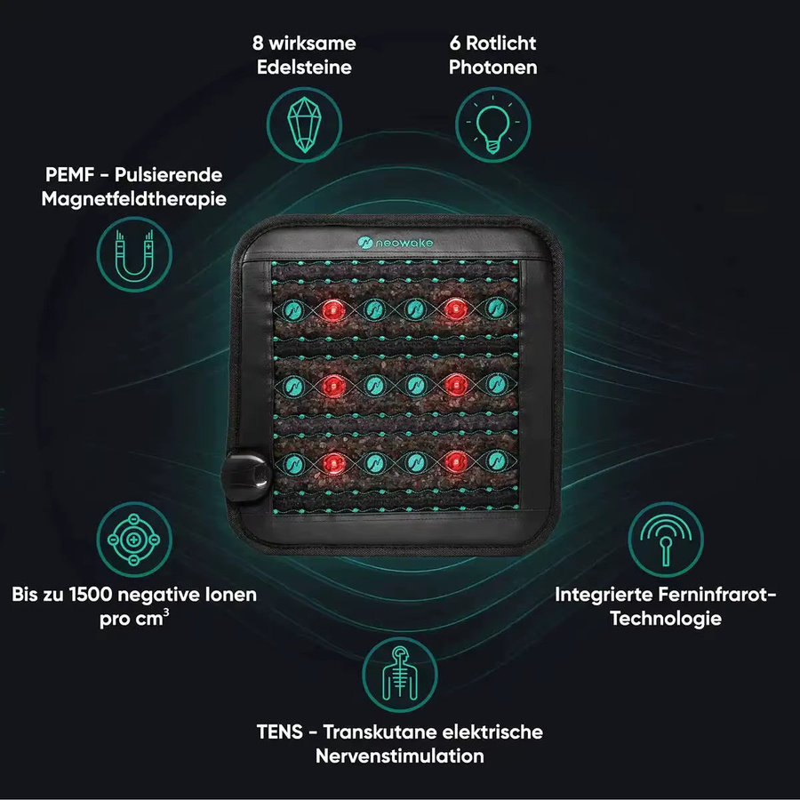 MagCellapy PEMF Photonenergie-Massagekissen in Schwarz mit natürlicher Jade-Infrarot-Behandlung und Negativ-Ionen zur Entspannung, B/B/H: 45 x 45 x 45 cm - Bild 2