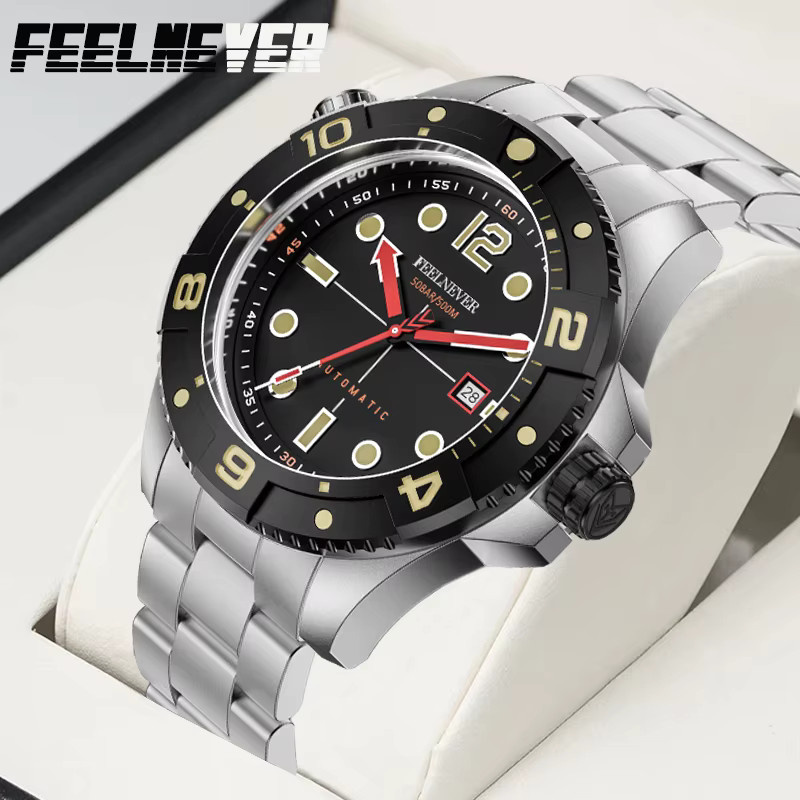 FeelNever Armbanduhr Automatik, Edelstahl, Schwarz, Saphirglas, Herren - Bild 5
