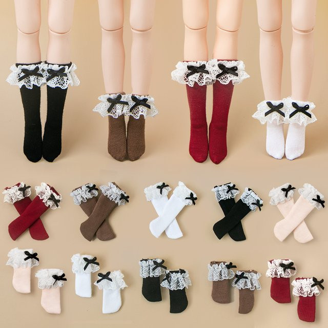 Blyth Socken, Modische Lange Socken, Spitzen-Schleifen-Socken, Schwarz Weiß, Puppenzubehör - Bild 1