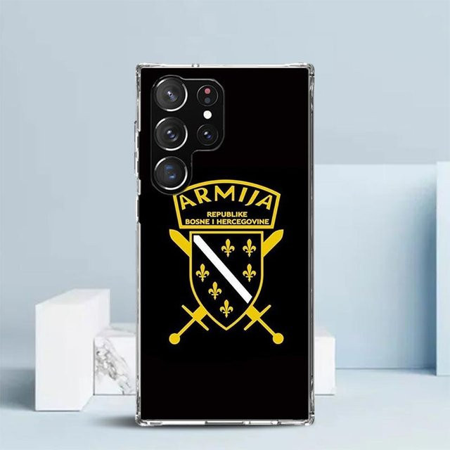 Handyhülle mit Bosnien und Herzegowina Flaggen-Design für Samsung Galaxy S24 S25 S26 Ultra S23 S22 S21 S20 FE Plus in Schwarz aus weichem TPU - Bild 1