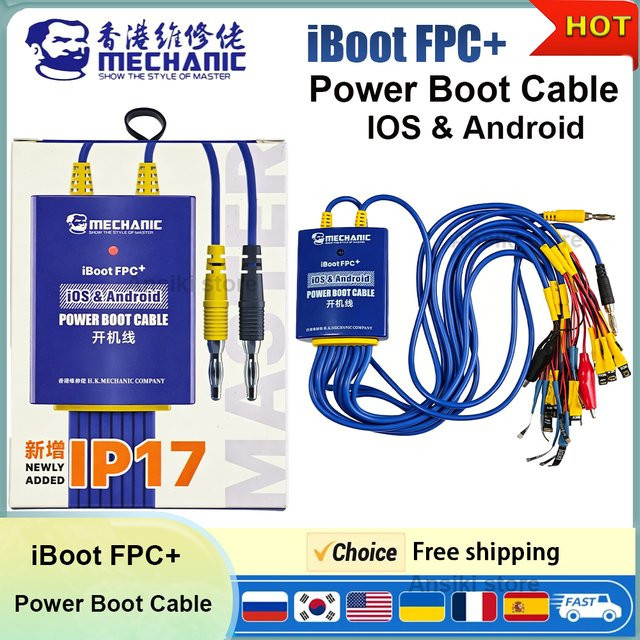 MECHANIC IBoot FPC+ Stromversorgungskabel in Blau für iPhone 6 bis 17PM, Android, Xiaomi und Samsung zur Reparatur und zum Testen von Mobiltelefonen - Bild 1