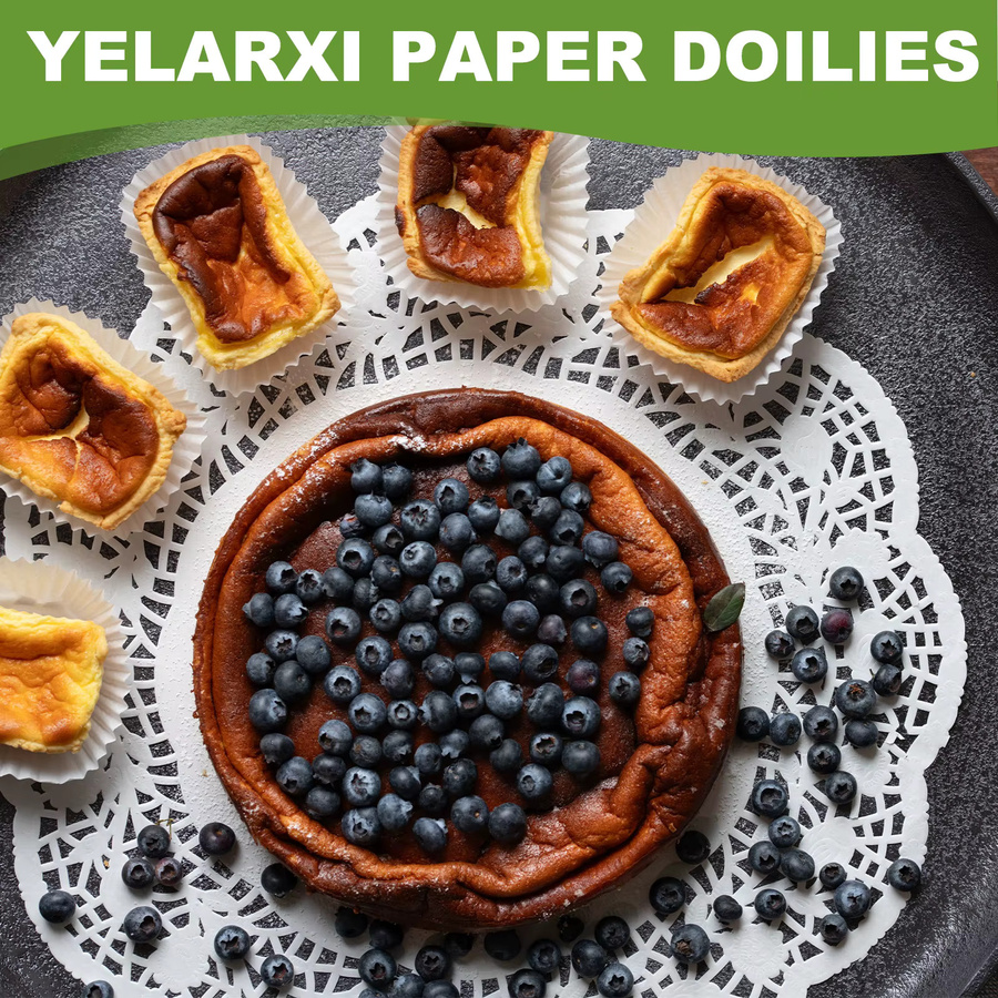 UXCELL Papier-Doilies 50 Stück, runde dekorative Spitzen-Tischsets in Weiß und Gold für Party und DIY - Bild 3