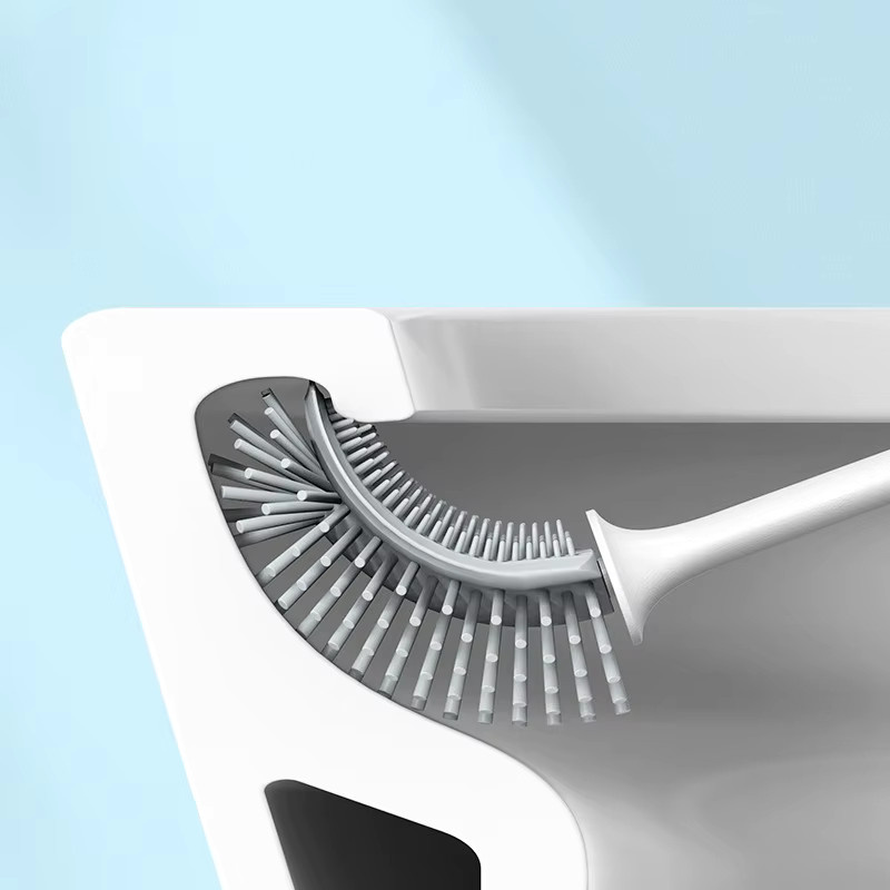 Wikhostar Toilettenbürste mit Halter Wandmontage aus Silikon in Weiß - Bild 2