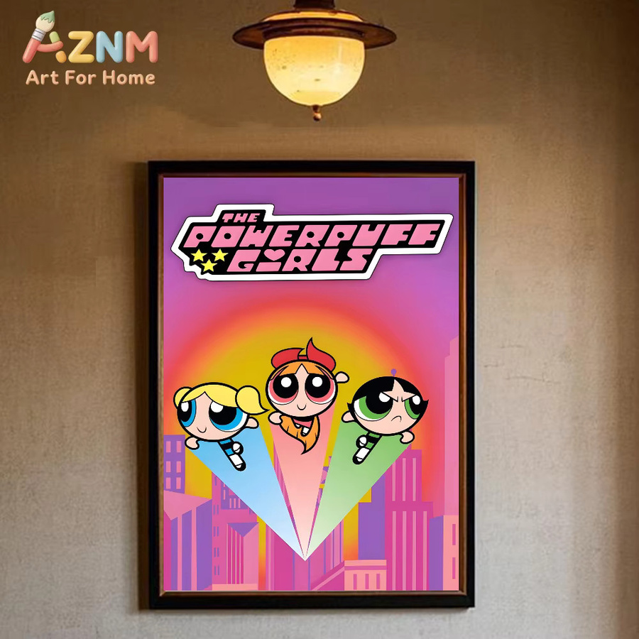 Kayou Powerpuff Girls Poster, selbstklebendes HD-Kunstposter aus Papier, wasserfeste Wanddekoration in Mehrfarben - Bild 4