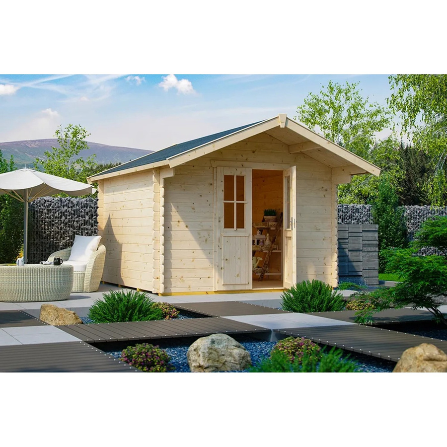 Skan Holz Gartenhaus Faro in Natur und Beige, B/H/T: 340 x 256 x 300 cm - Bild 2